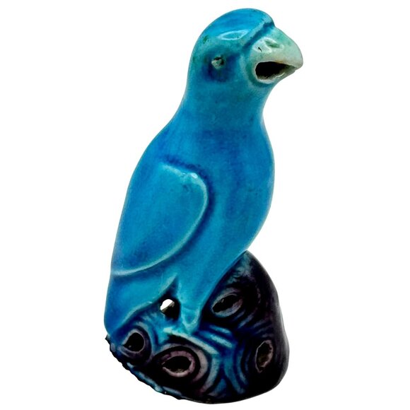 Chinese Porcelain Parrot Turquoise Glaze Qing Republic